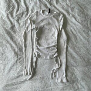 H&M White Rib Long Sleeve Tshirt